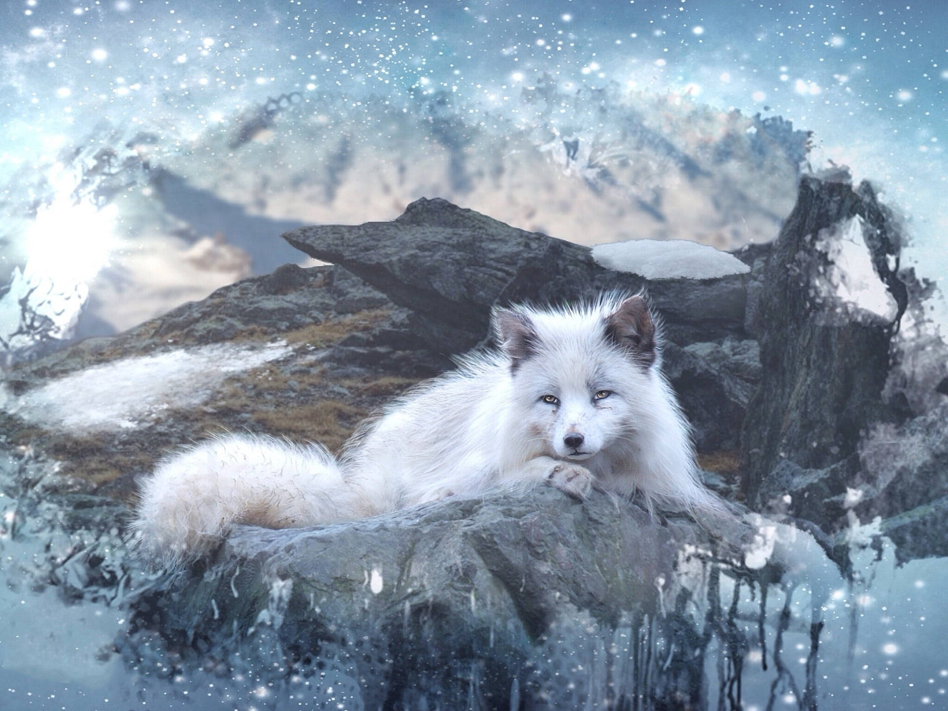 Arctic Fox Artwork Wallpaper
