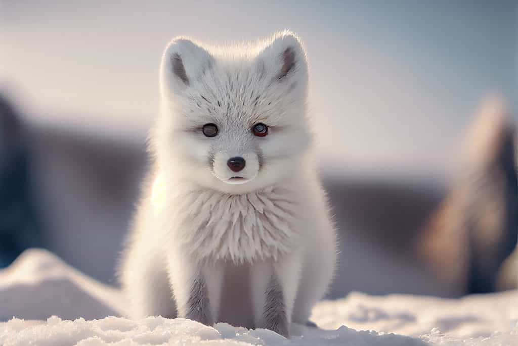 An Arctic Fox Wanders Through the Snow