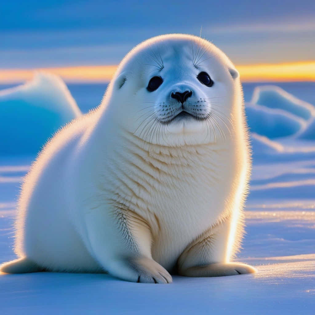 Arctic Sunset Harp Seal Pup Wallpaper