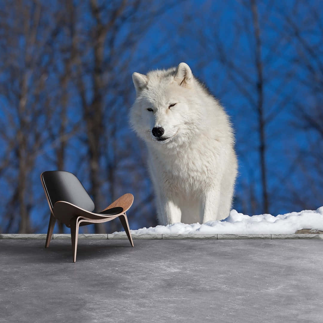 Majestic Arctic Wolf in Snowy Habitat Wallpaper