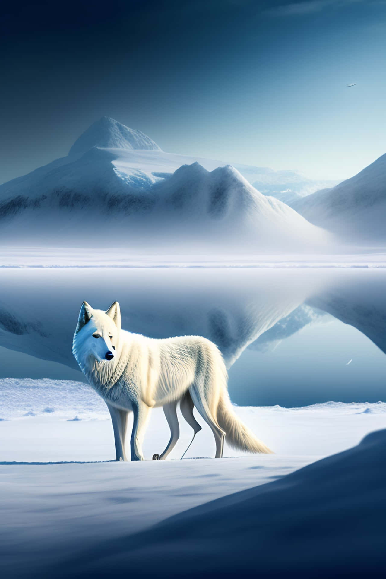 Captivating Arctic Wolf in Snowy Landscape Wallpaper