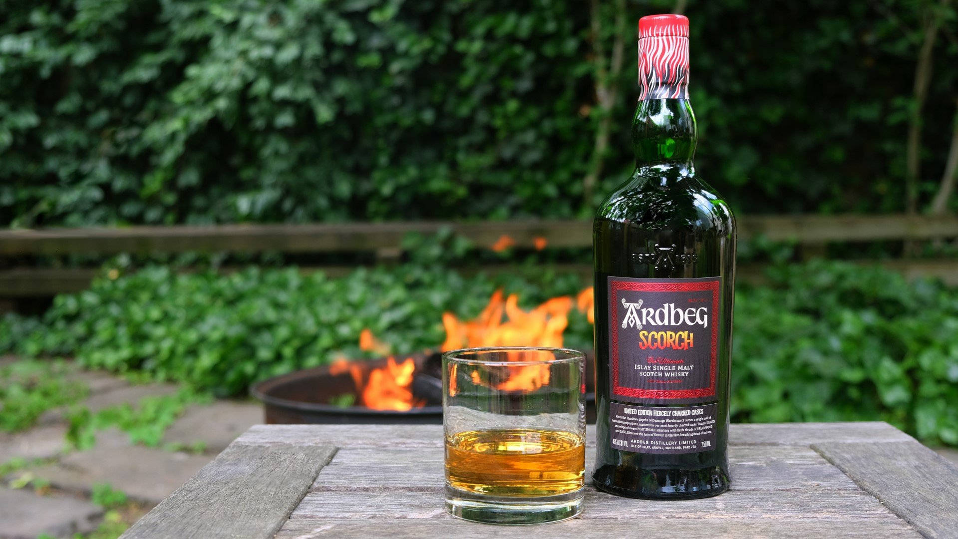 Ardbeg Scorch Whisky With Fire Wallpaper