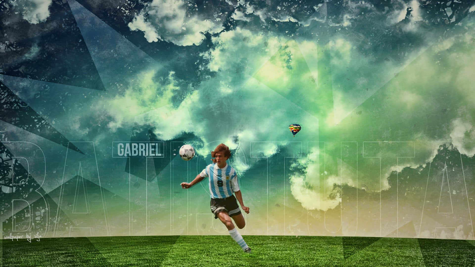 Diseñográfico Del Jugador De Fútbol Argentino Gabriel Batistuta Fondo de pantalla