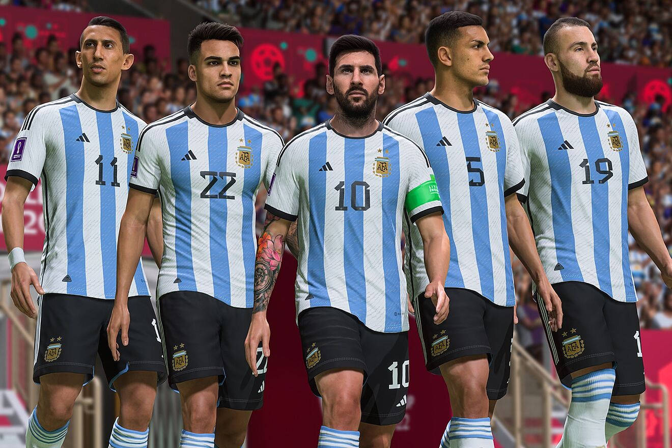 Argentinanational Fotbollslag Fem Medlemmar. Wallpaper