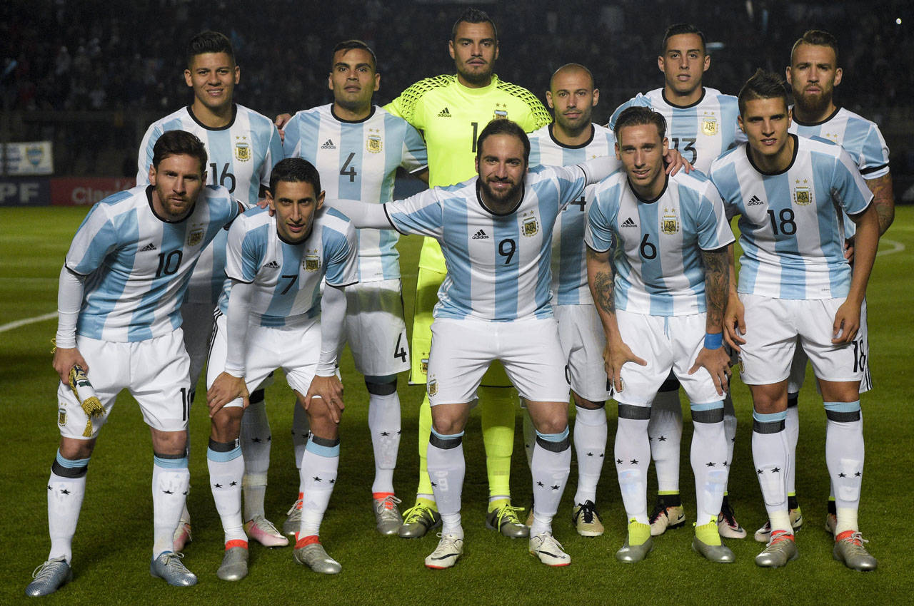 Argentina National Football Team In Field Background