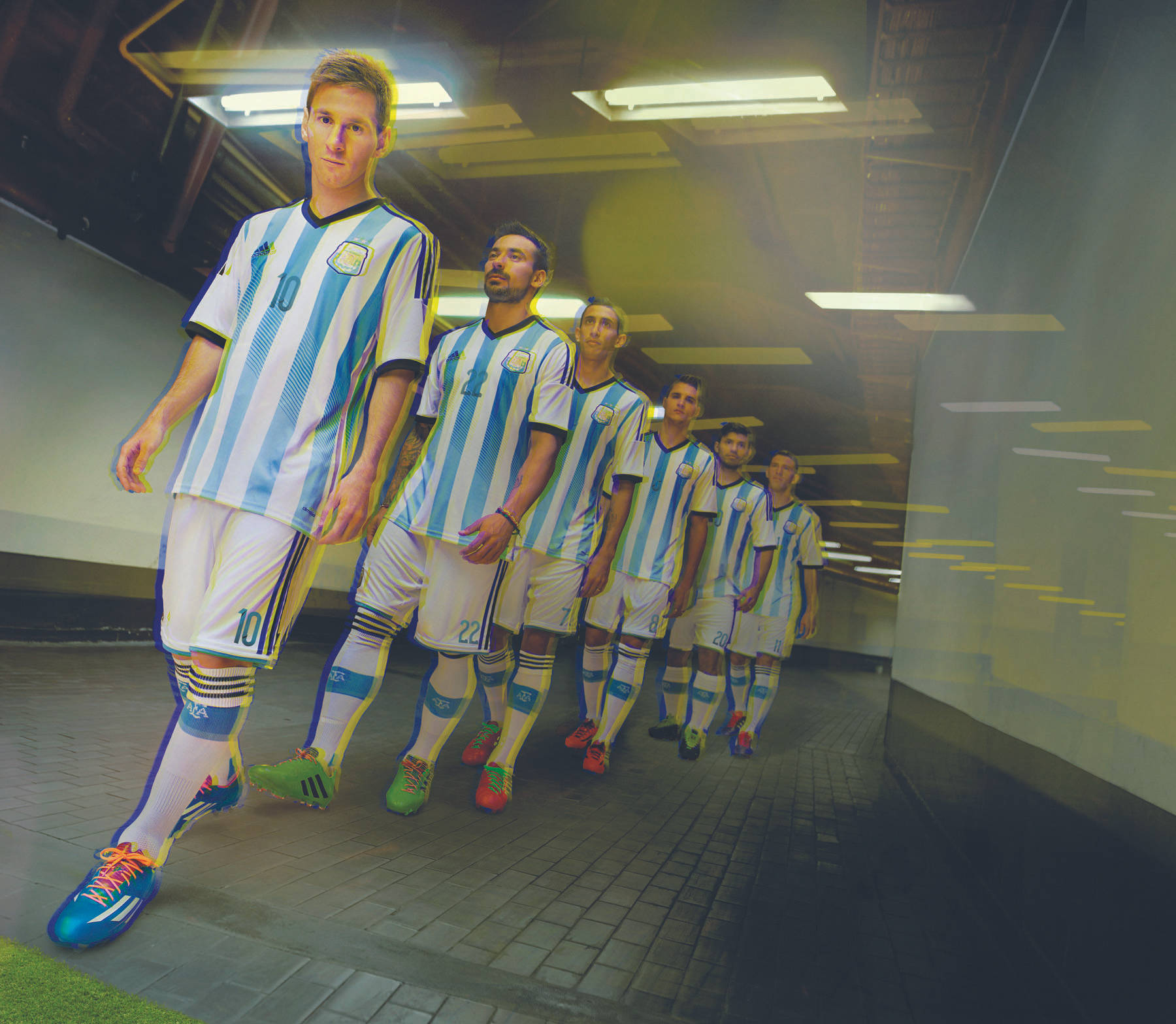Argentina National Football Team Players In Hallway Background