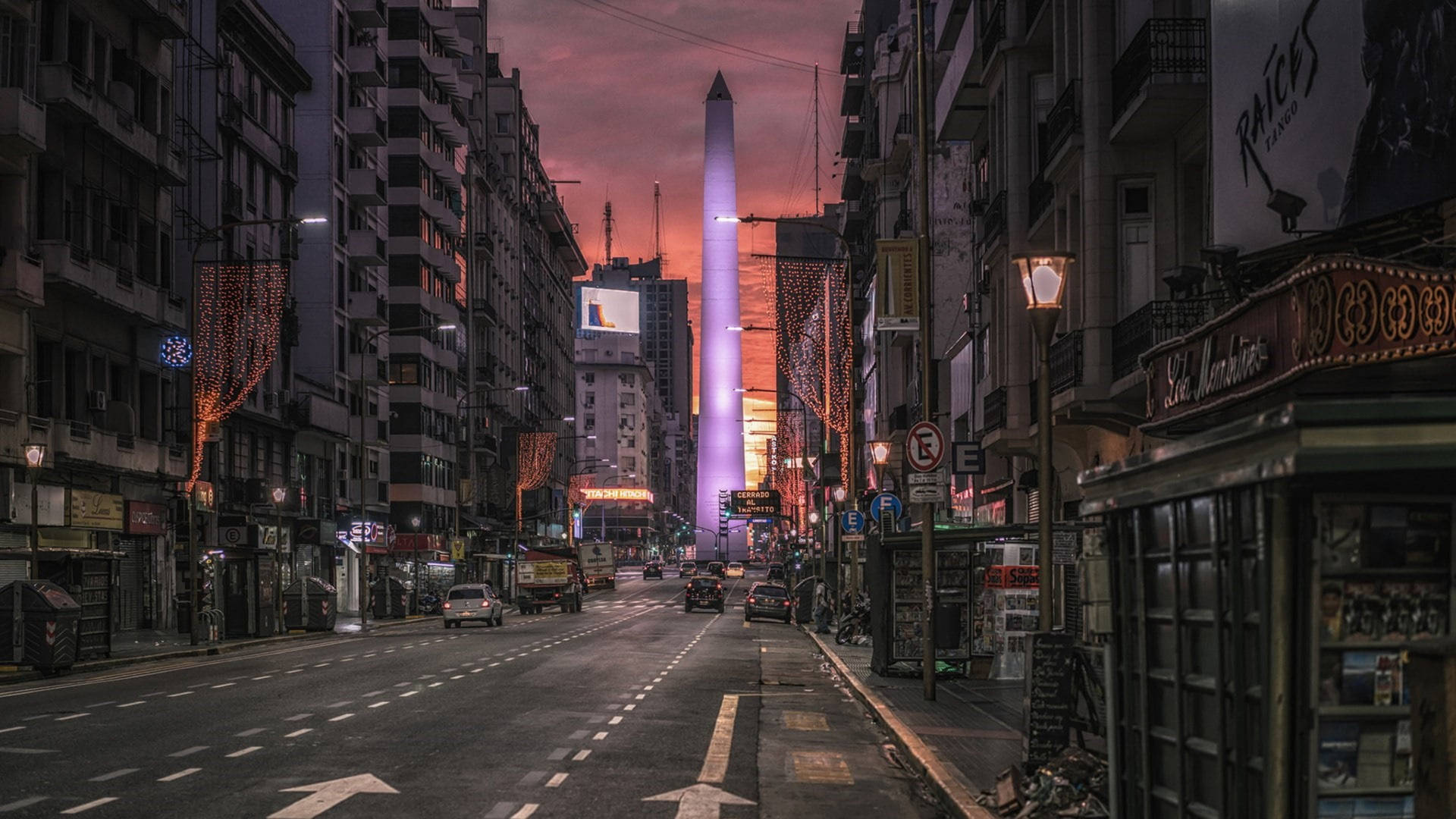 Argentina Obelisk Street Cityscape Background
