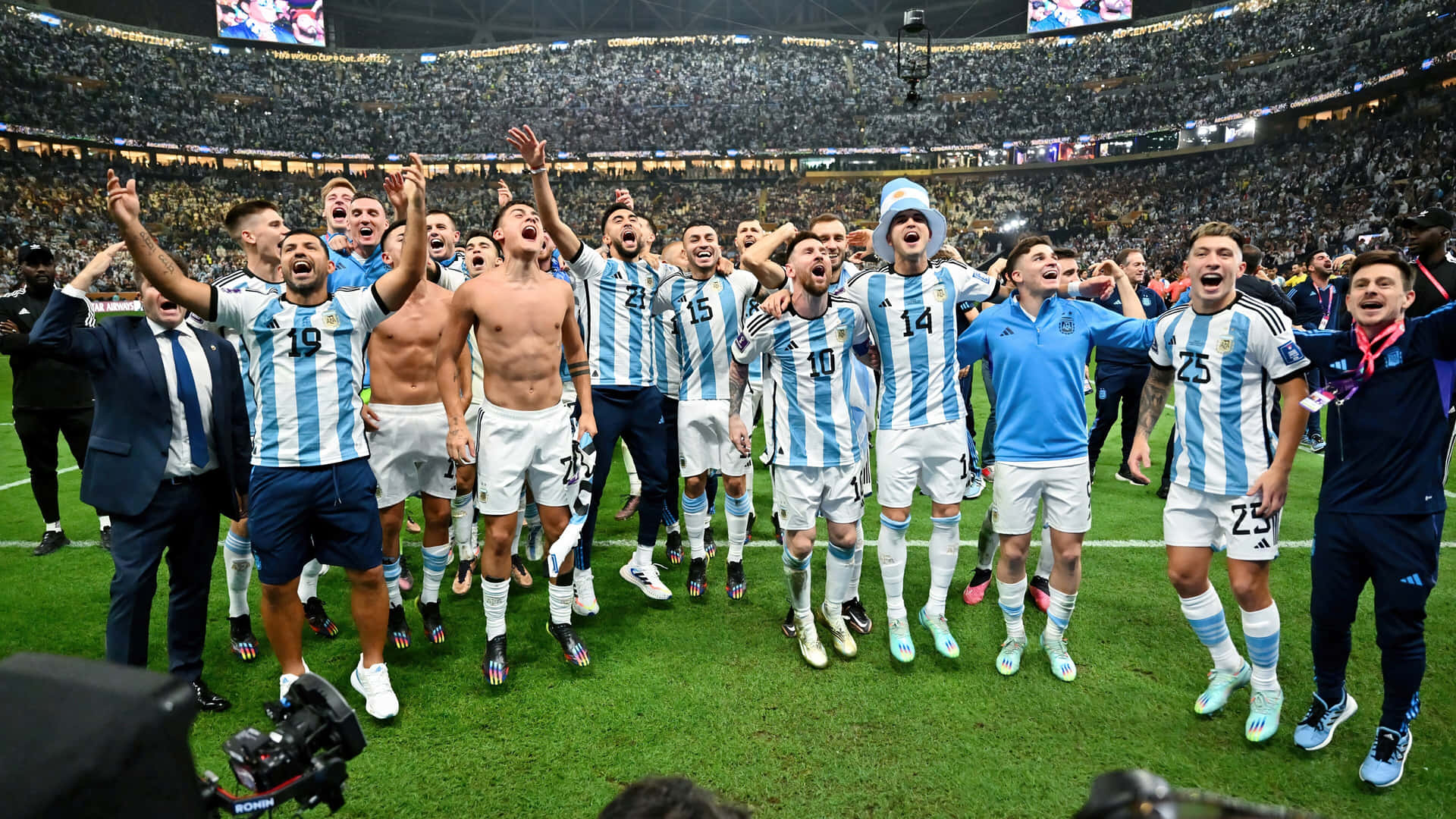 Argentina Soccer Team Celebration4 K Wallpaper