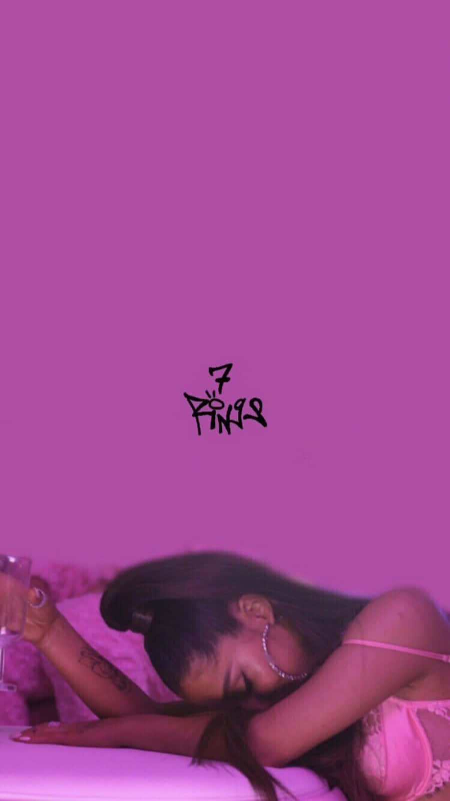 Purple Background Ariana Grande 7 Rings Wallpaper