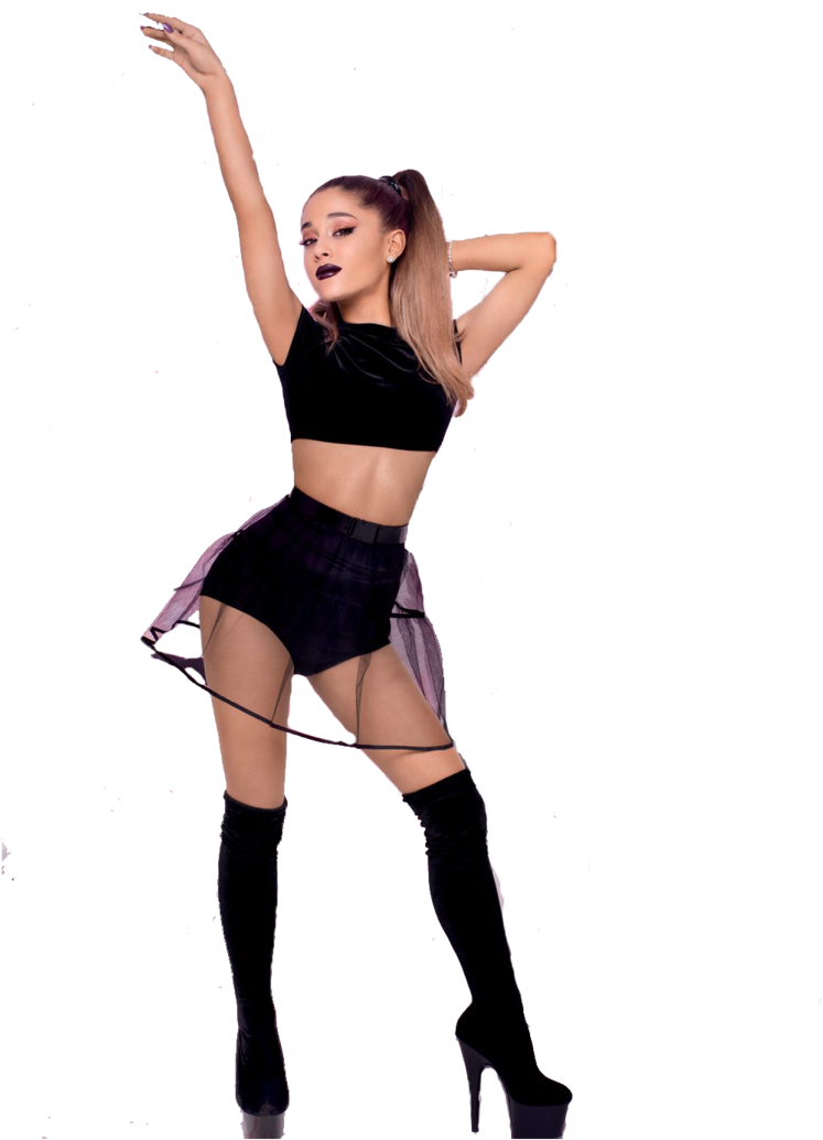Ariana Grande Black Outfit Pose PNG