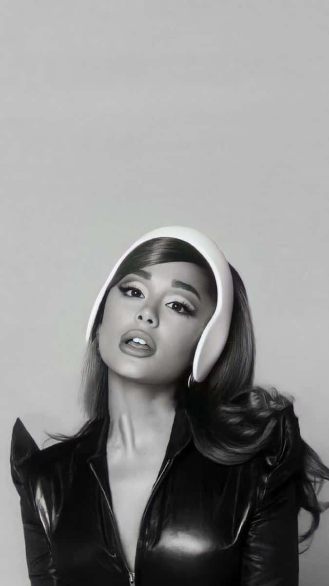 Ariana Grande Blackand White Portrait Wallpaper