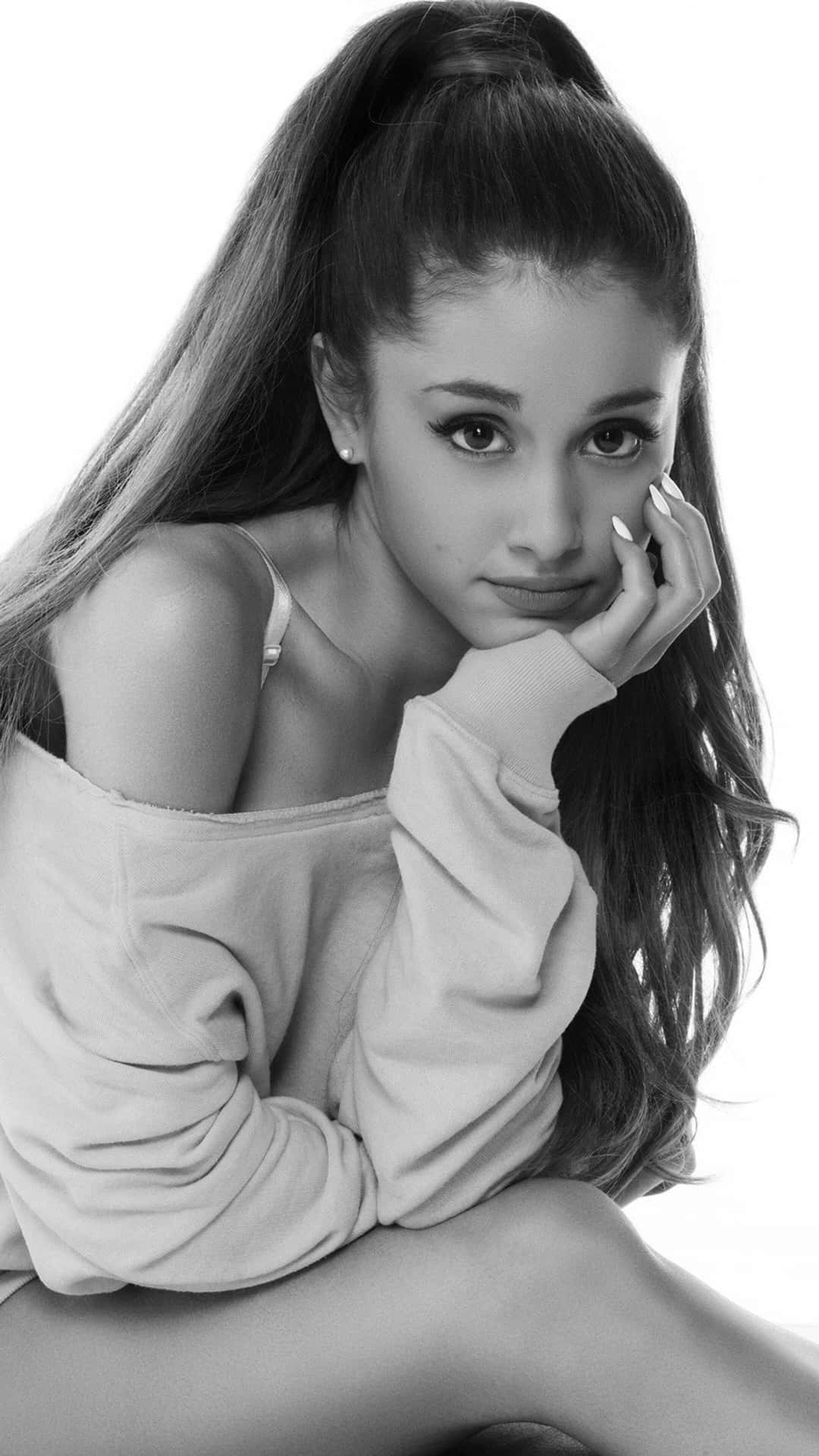 Ariana Grande Blackand White Portrait Wallpaper