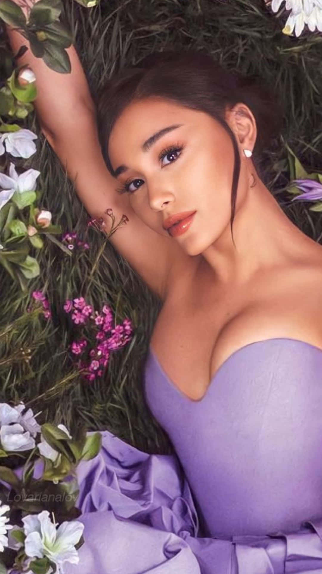 Ariana Grande Lavender Floral Backdrop Wallpaper