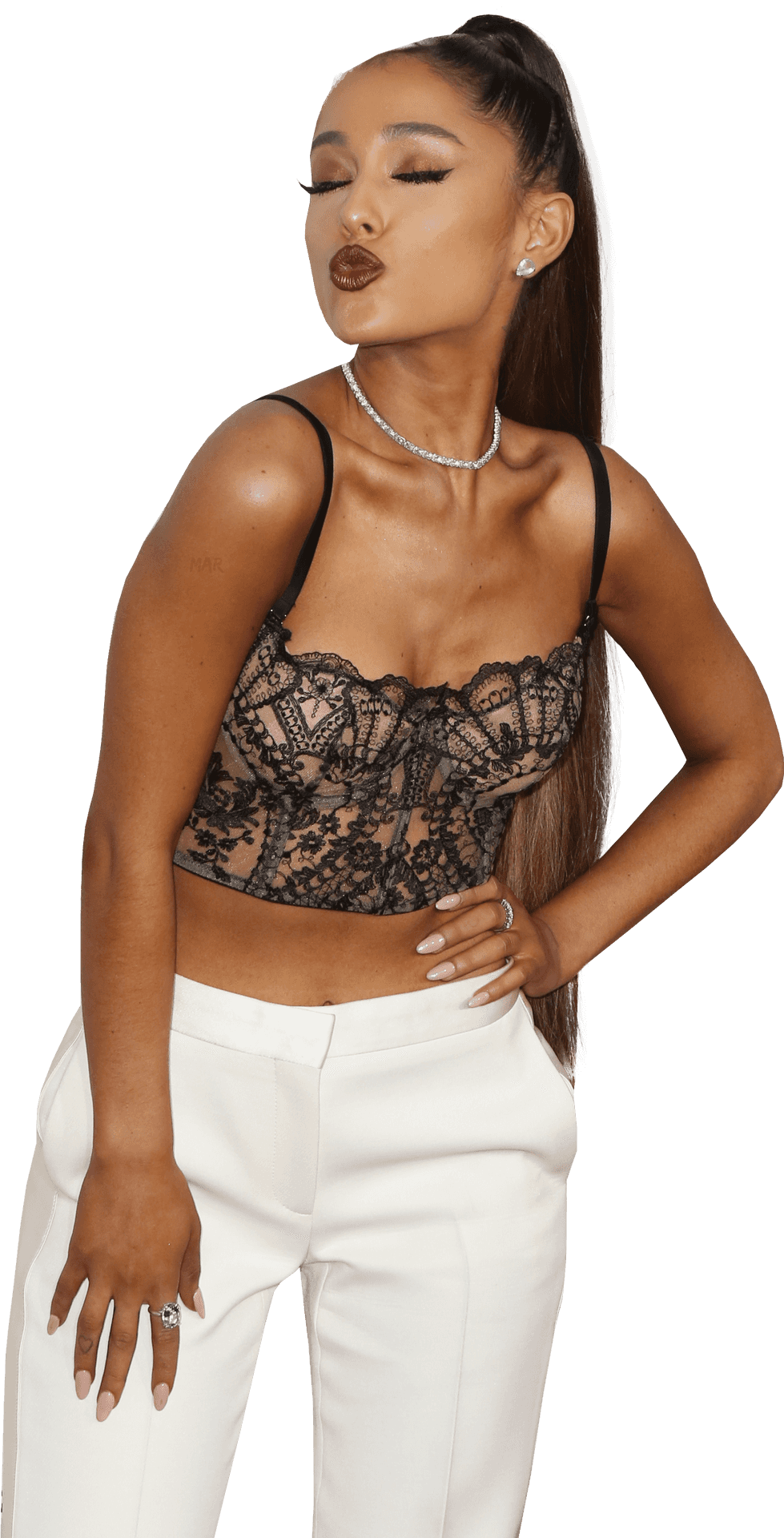Ariana Grande: White Lace Bralet