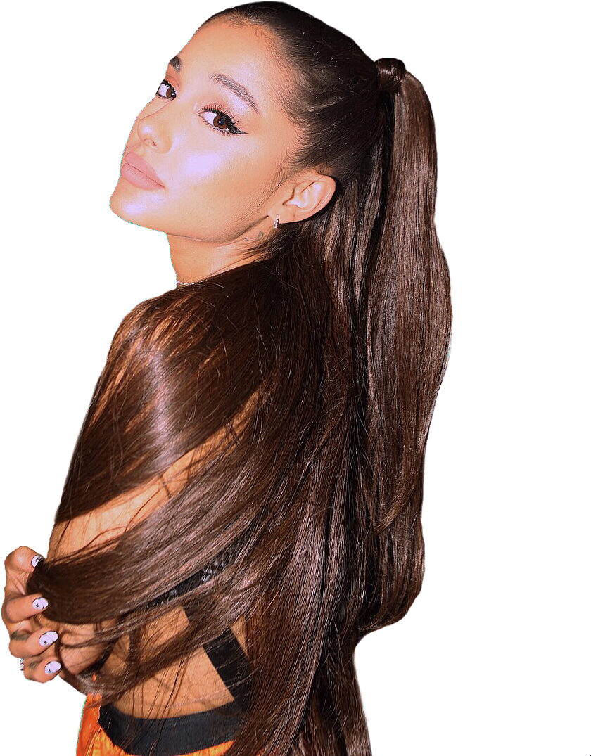 Ariana Grande Side Posewith Ponytail PNG