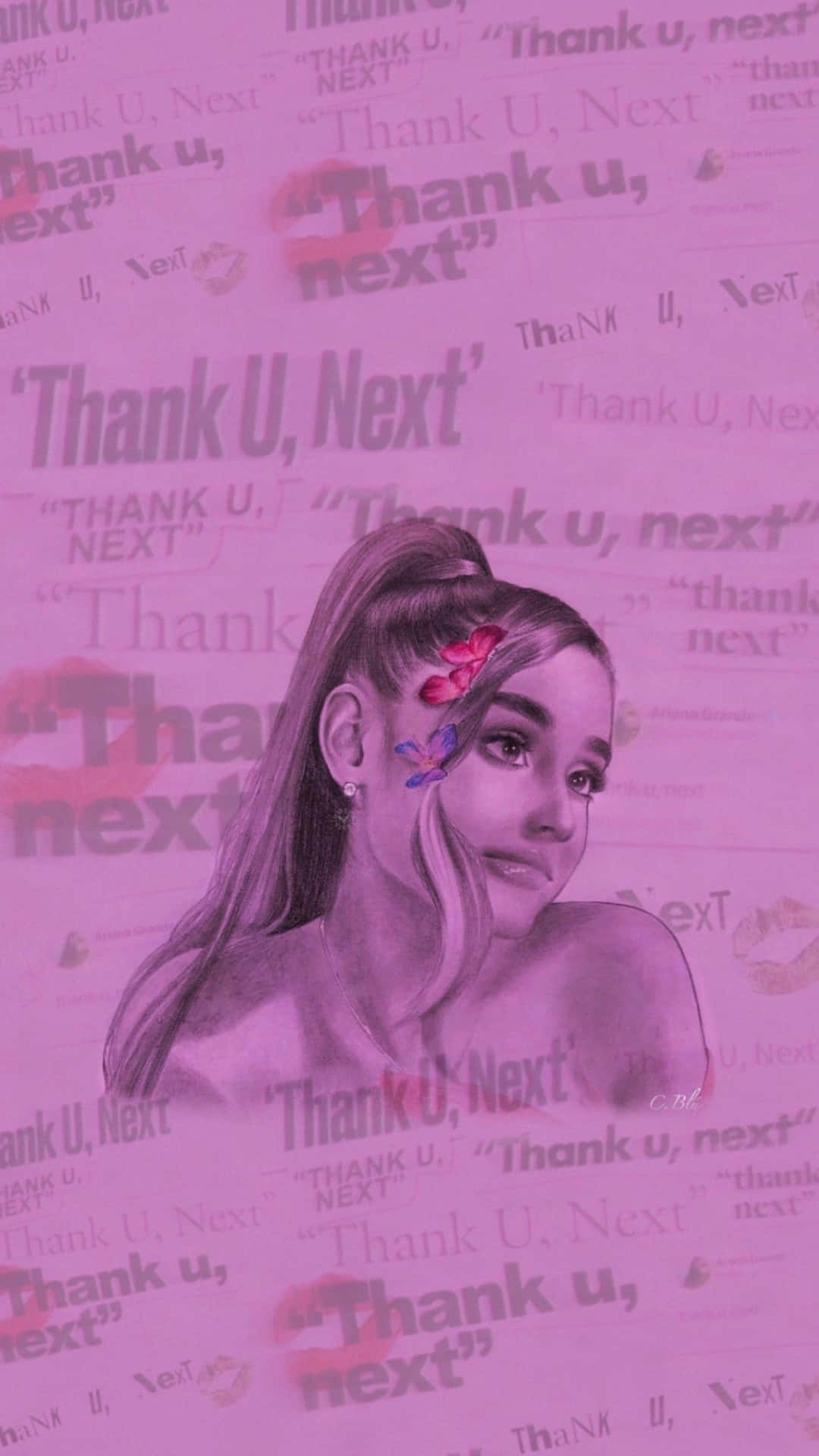 Ariana Grande Thank U Next Pink Backdrop Wallpaper