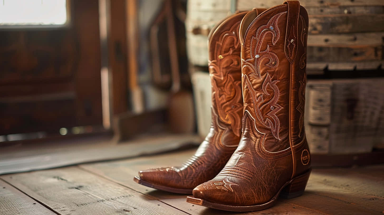 Download Ariat Western Cowboy Boots Wooden Floor Wallpaper | Wallpapers.com