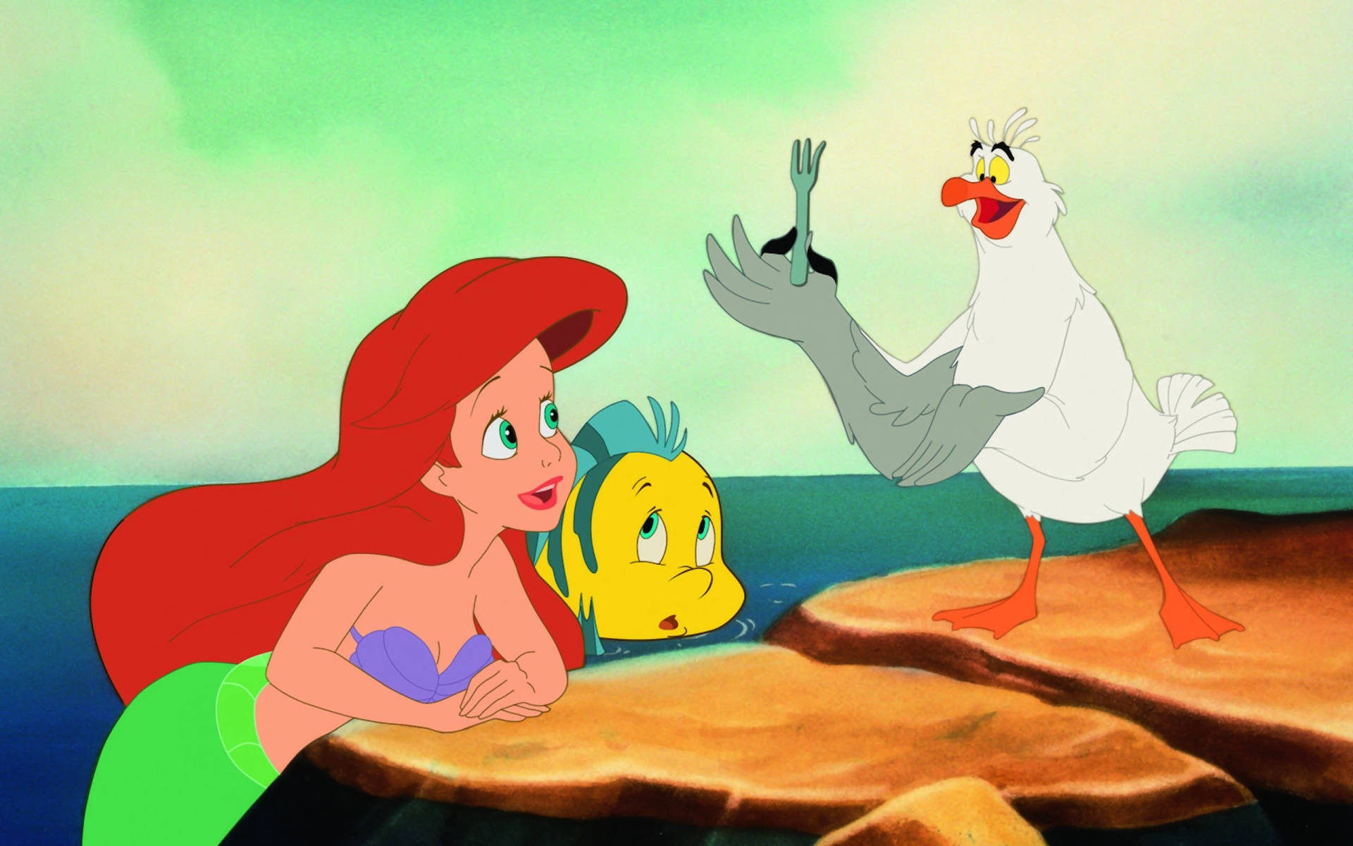 Ariel,flounder E Scuttle. Papel de Parede