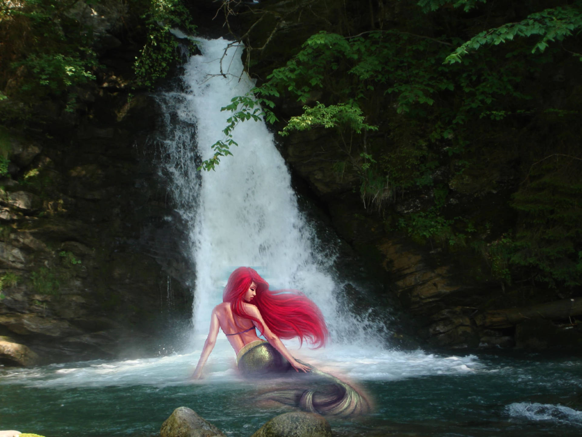 Ariel In Waterfall