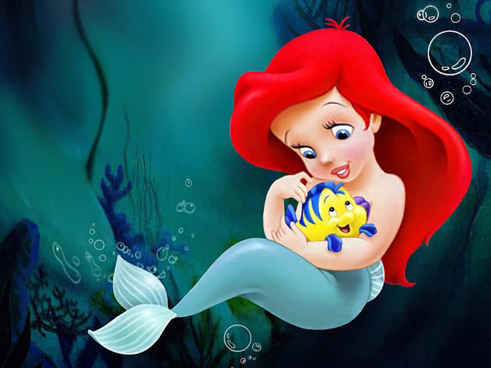 Utforskaen Värld Av Underverk Med Ariel Från Disneys Klassiska 