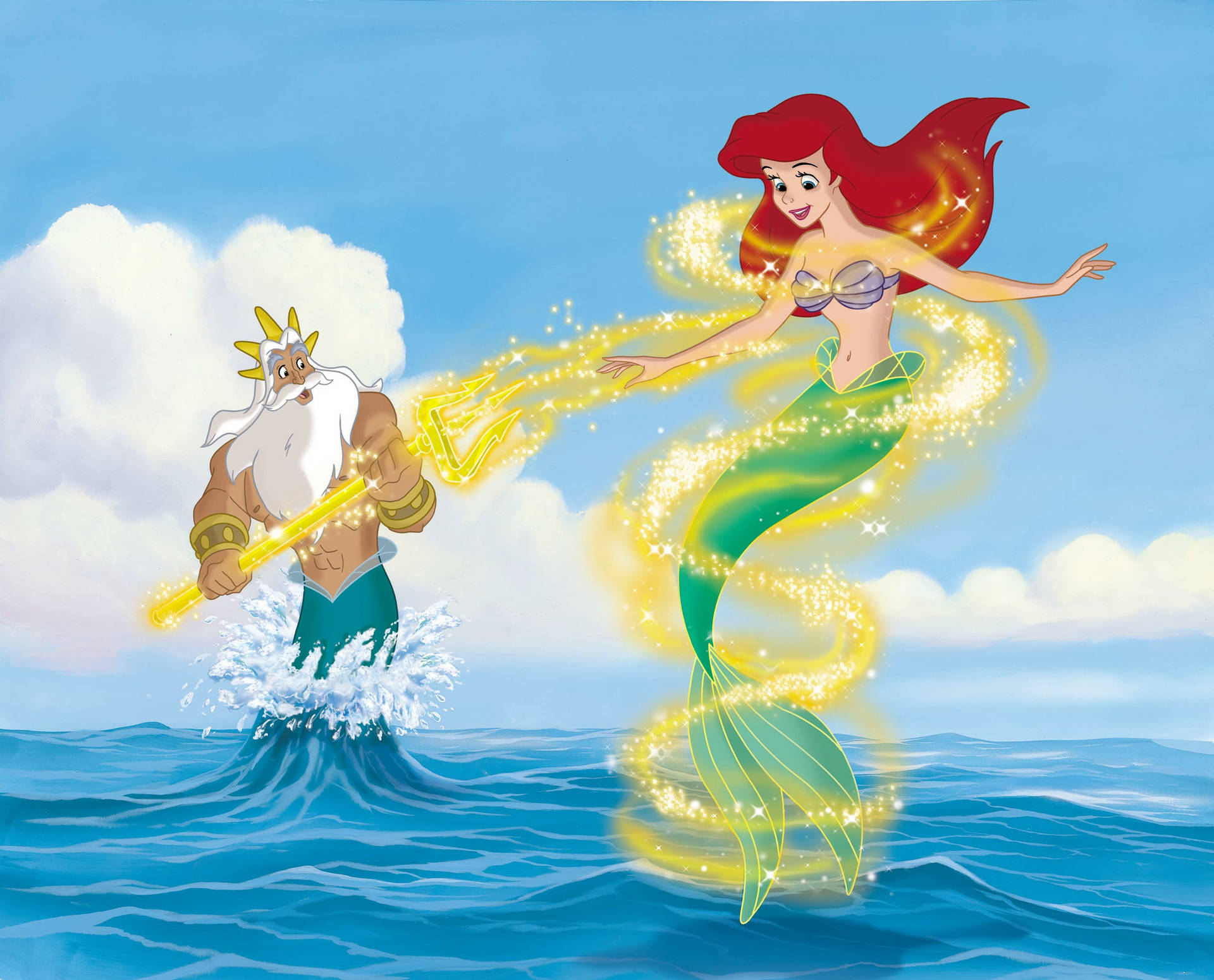 Ariel With King Triton Wallpaper