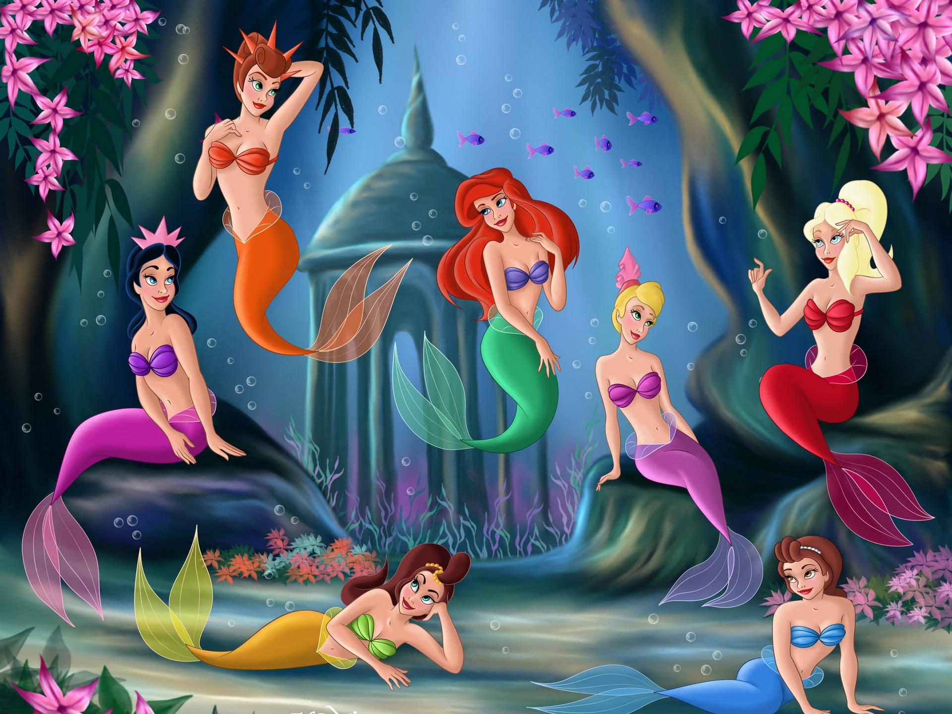 Ariel With Mermaid Sisters