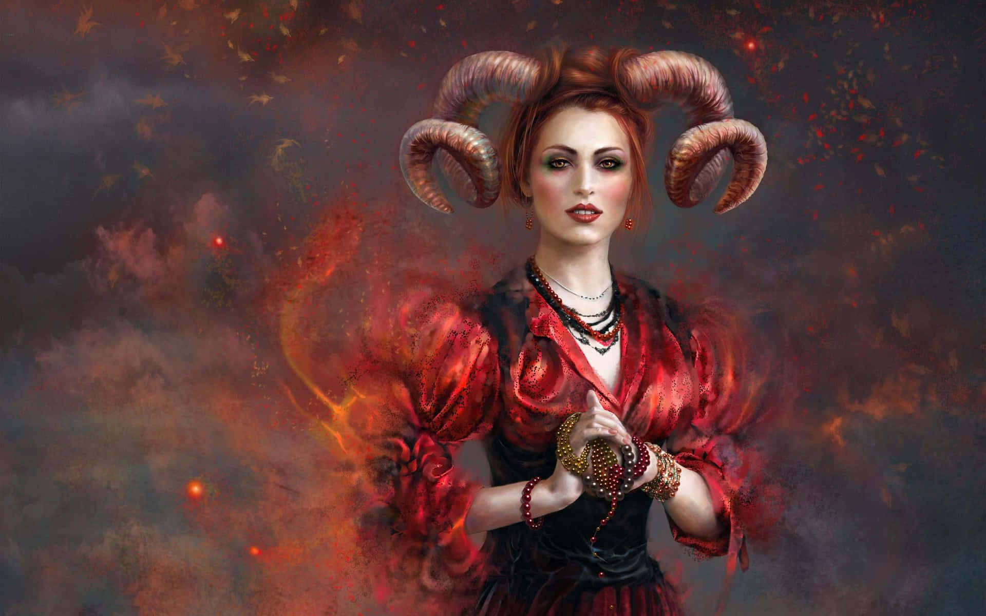 Caption: "Majestic Illustration of the Aries Zodiac Sign"