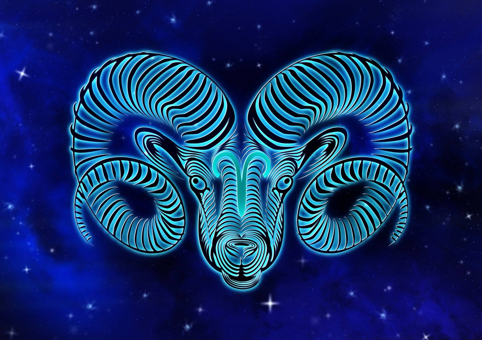 Aries Aesthetic Psychedelic Blue Space Wallpaper