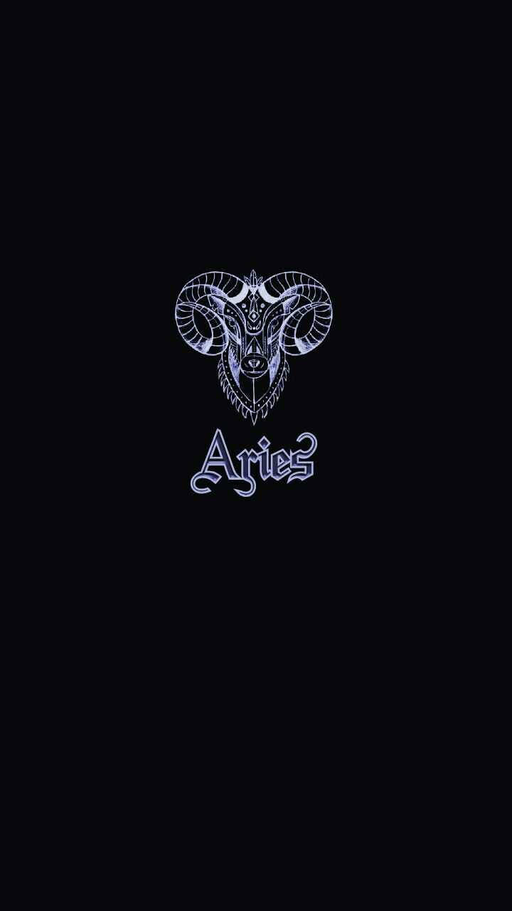 Aries Aesthetic Ram Head And Text Wallpaper
