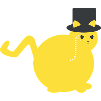 Aristocratic Yellow Cat Cartoon PNG
