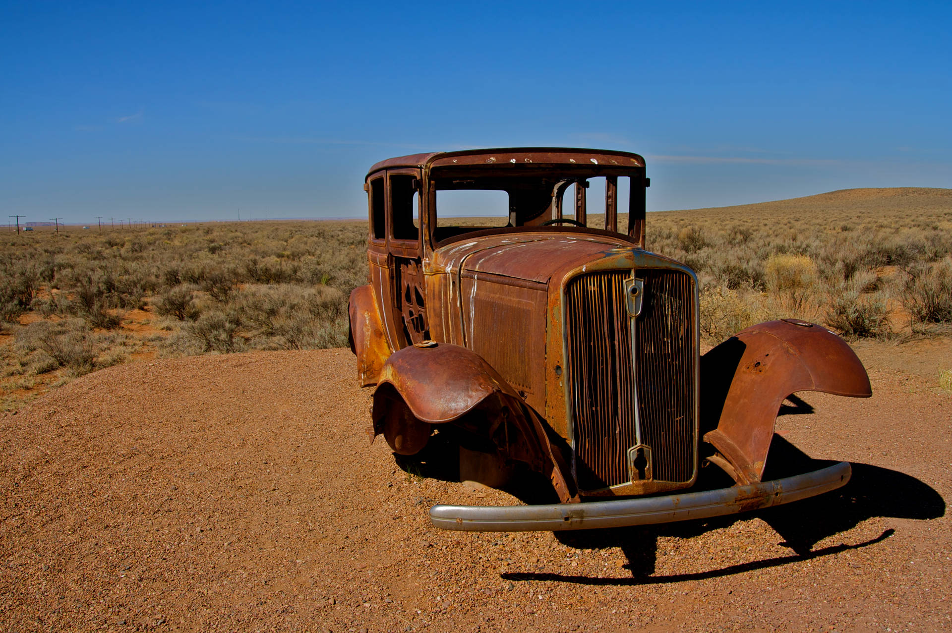 Arizona Abandoned Car In Route 66 Wallpaper