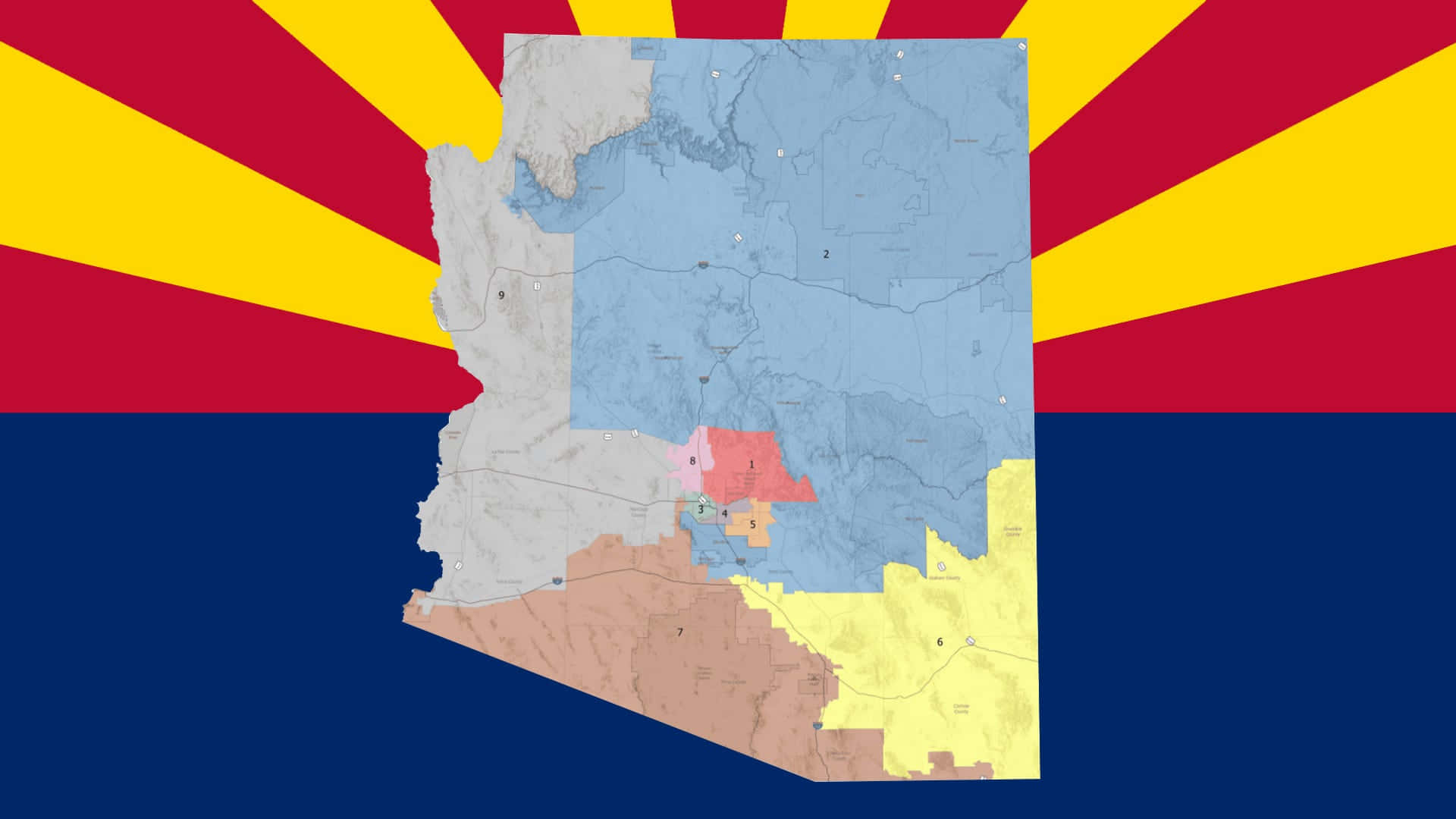 Arizonasdelstatskarta Med Delstaten Markerad.