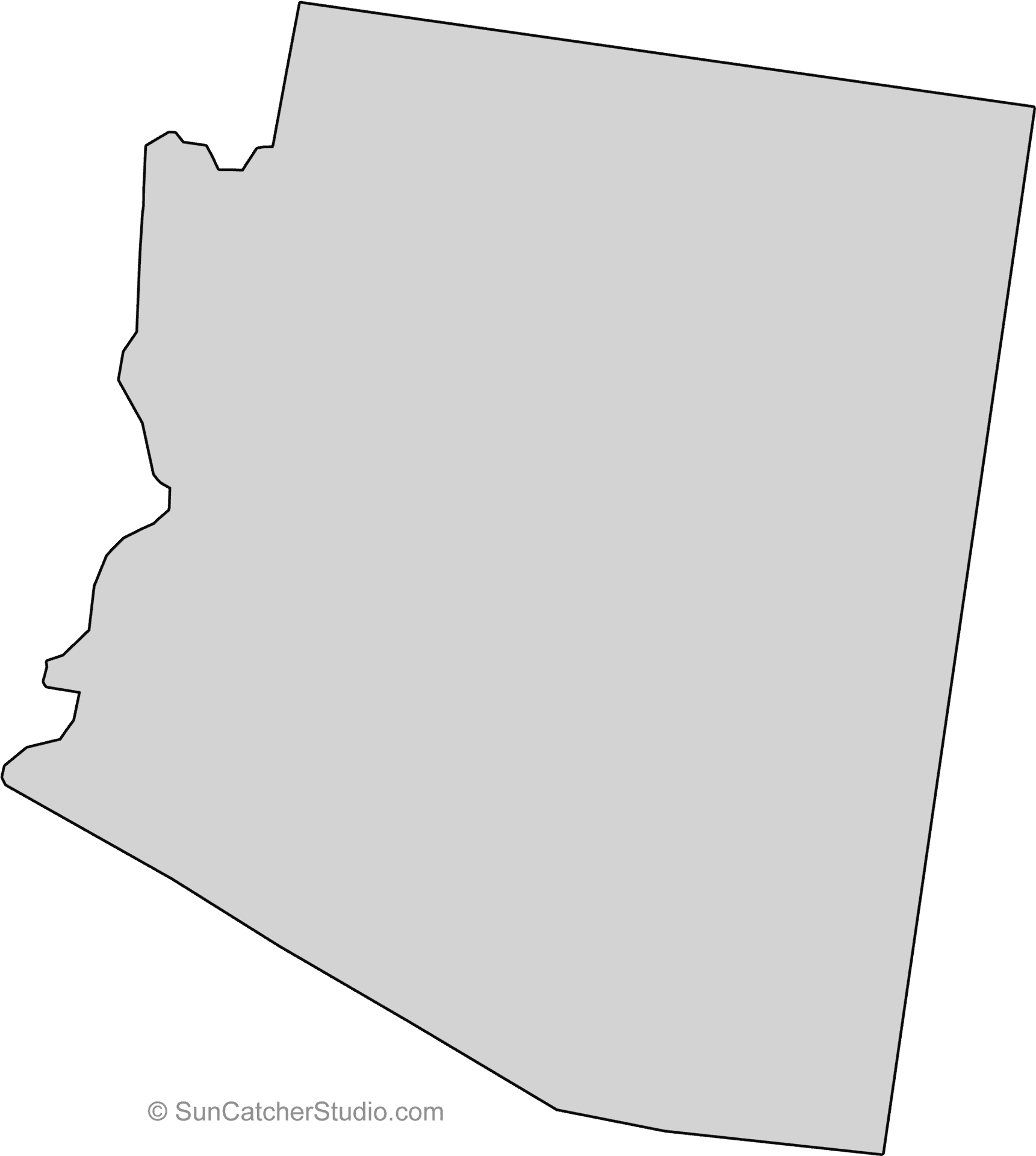 Arizona State Outline Map PNG