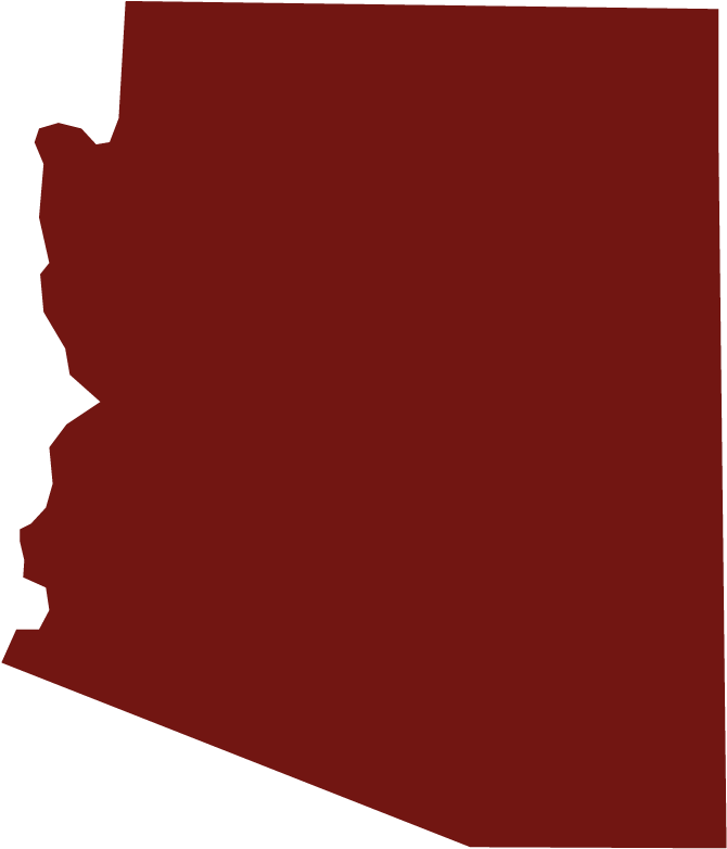 Arizona State Outline Red Background PNG