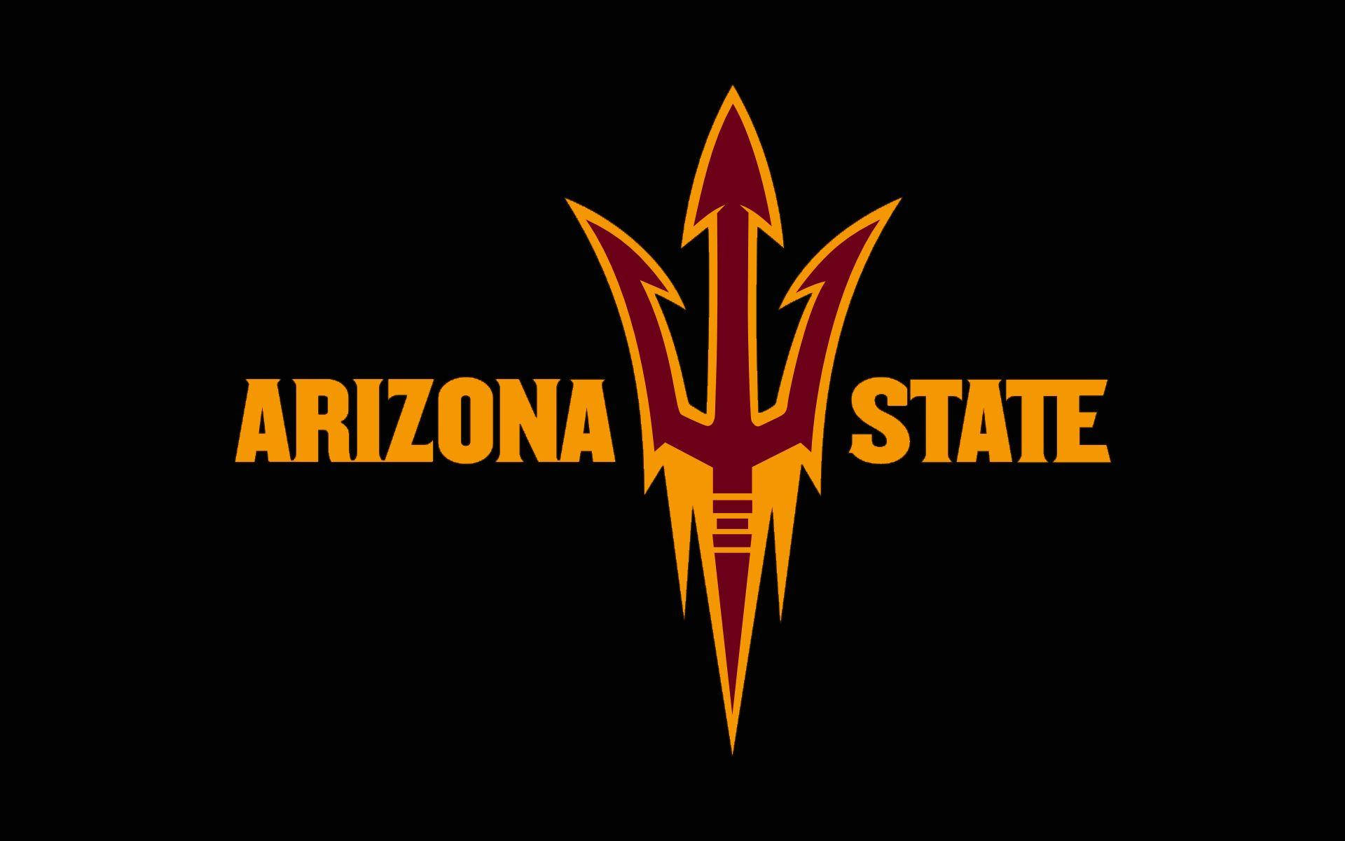Logotipode La Universidad Estatal De Arizona En Colores Amarillo Y Rojo. Fondo de pantalla