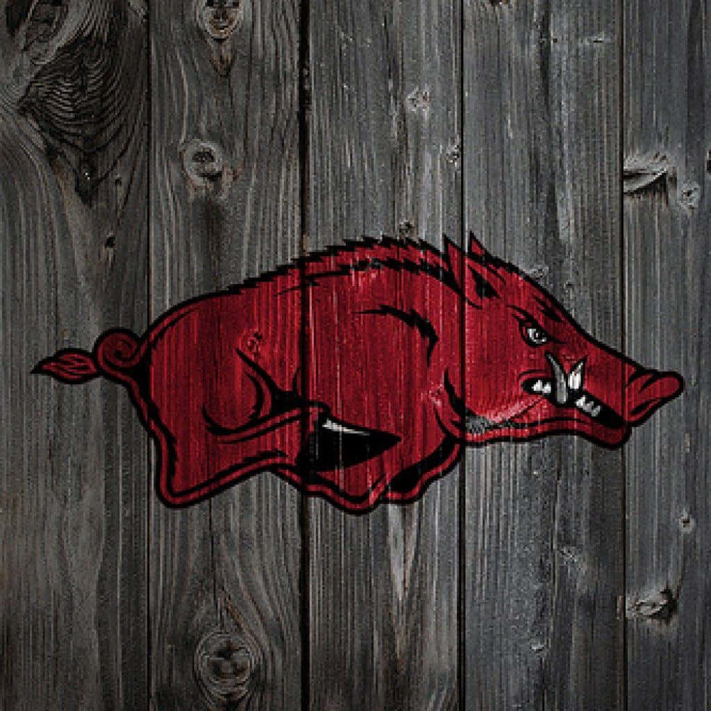 Arkansas Razorbacks Logo On Wood Wallpaper