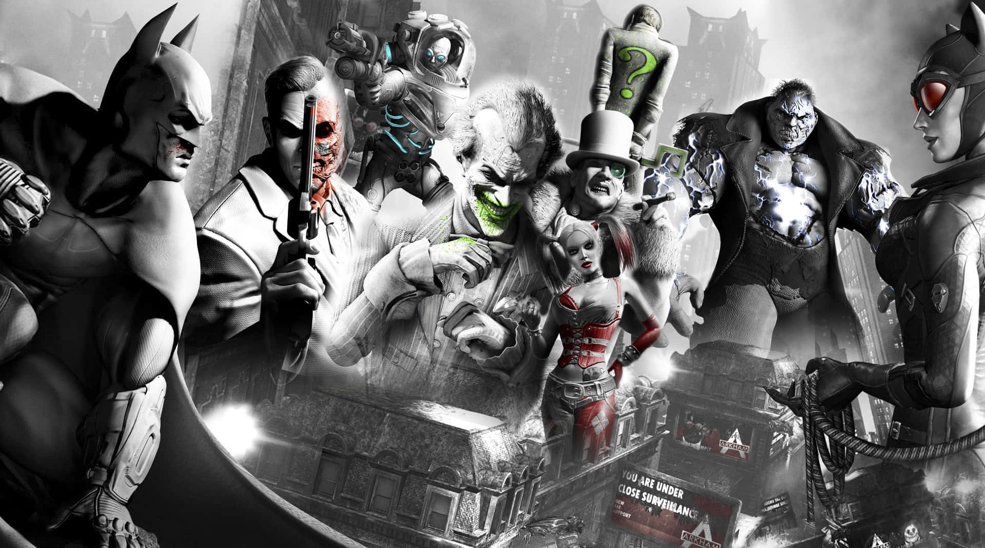 Arkham City Helden En Schurken Achtergrond