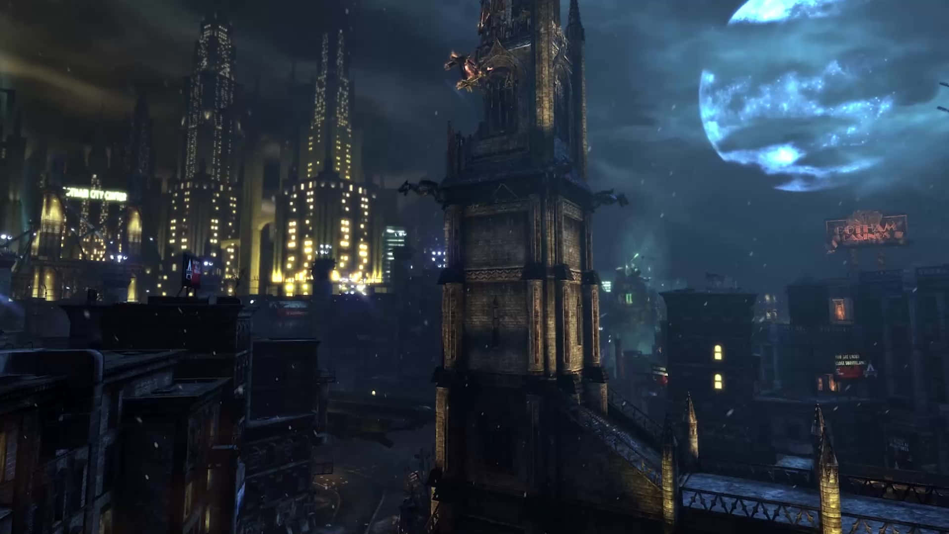 Arkham City Nighttime Panorama Wallpaper