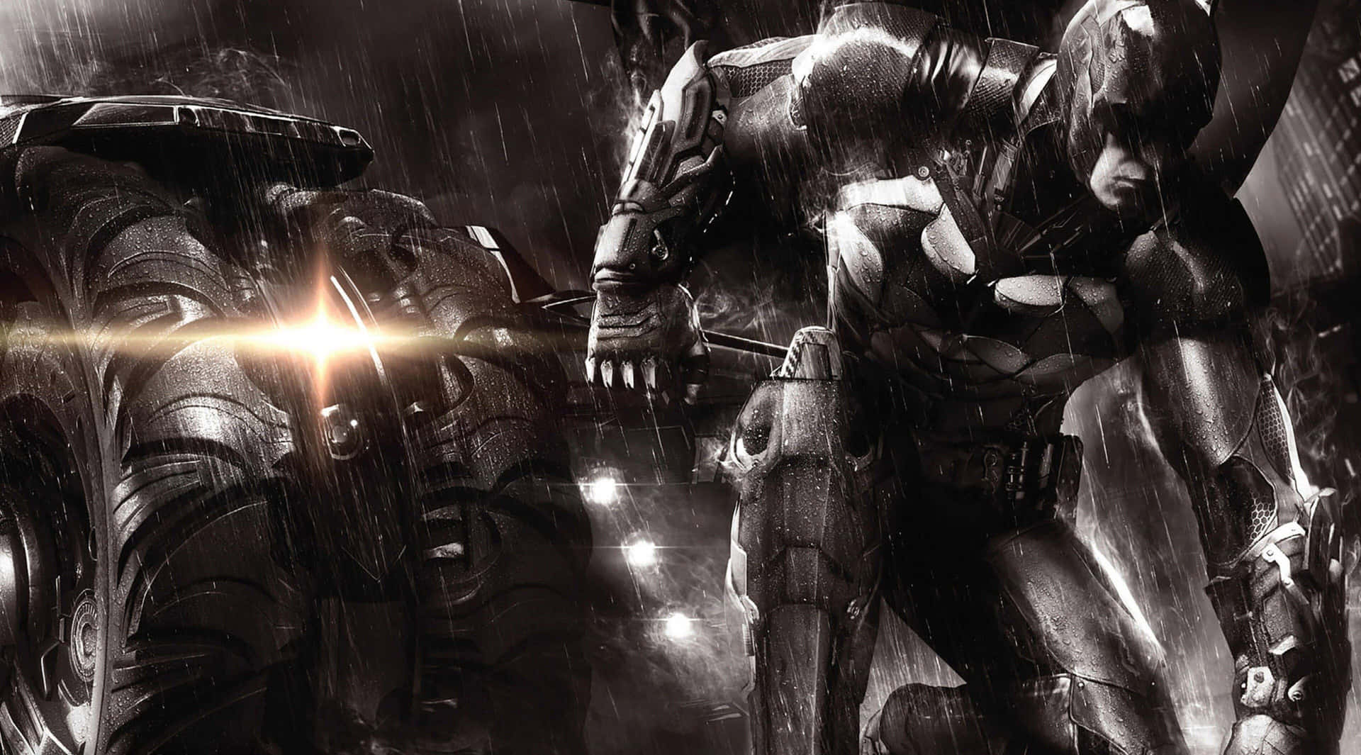 Arkham Knight 4K Grayscale Digital Illustration Wallpaper