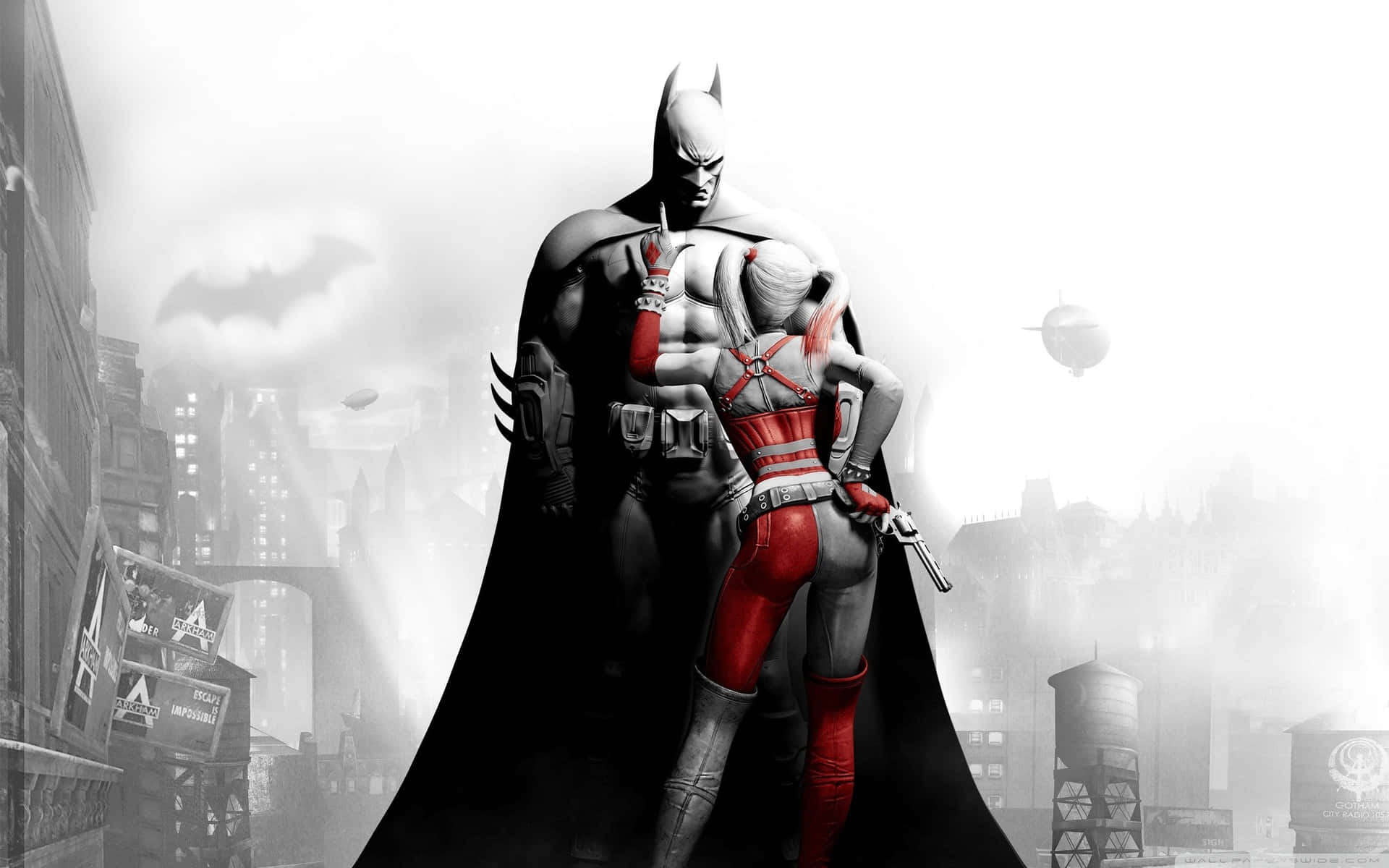 Arkhamknight 4k Batman Und Harley Wallpaper