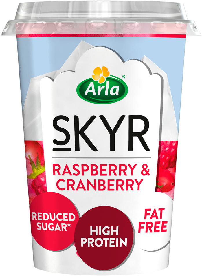 Arla Skyr Raspberry Cranberry Yogurt Packaging PNG