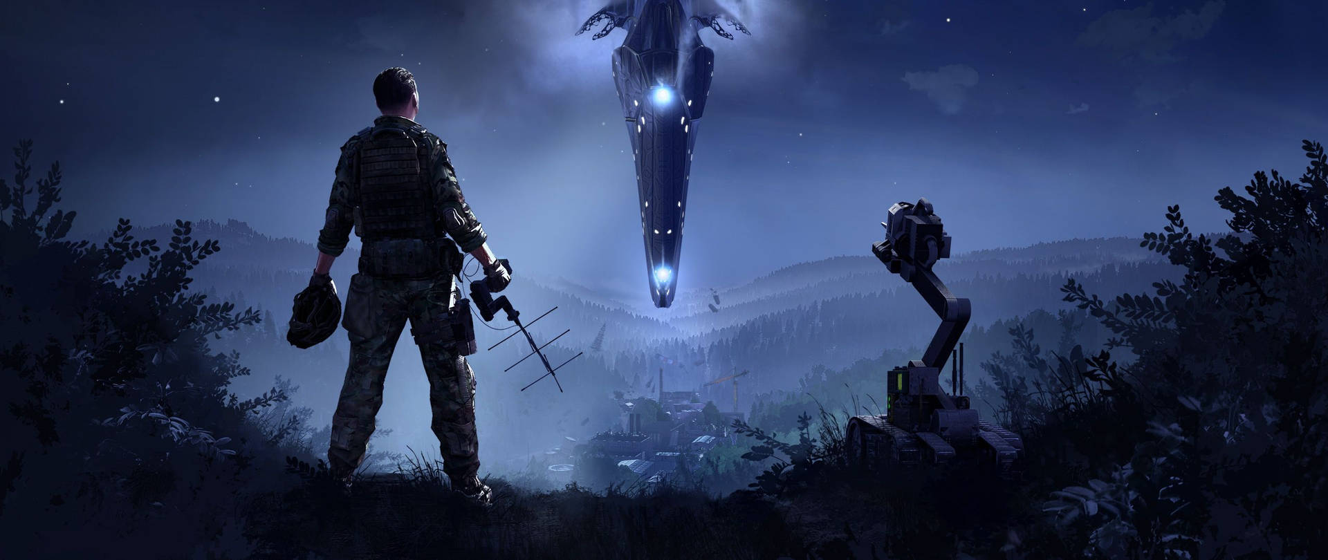 Military Soldiers Fighting Aliens in Arma 3 Wallpaper