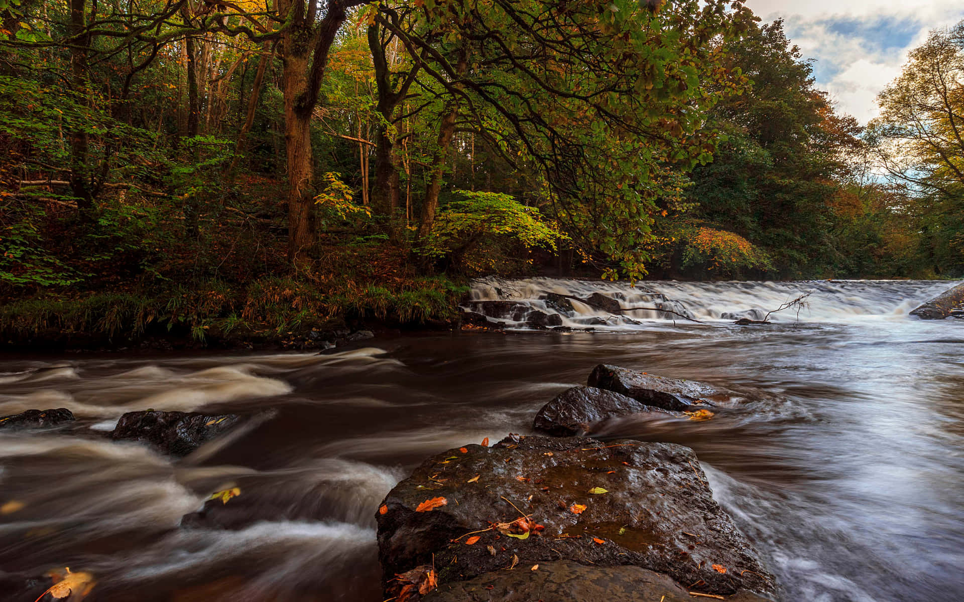 Armagh Autumn River Cascade Wallpaper