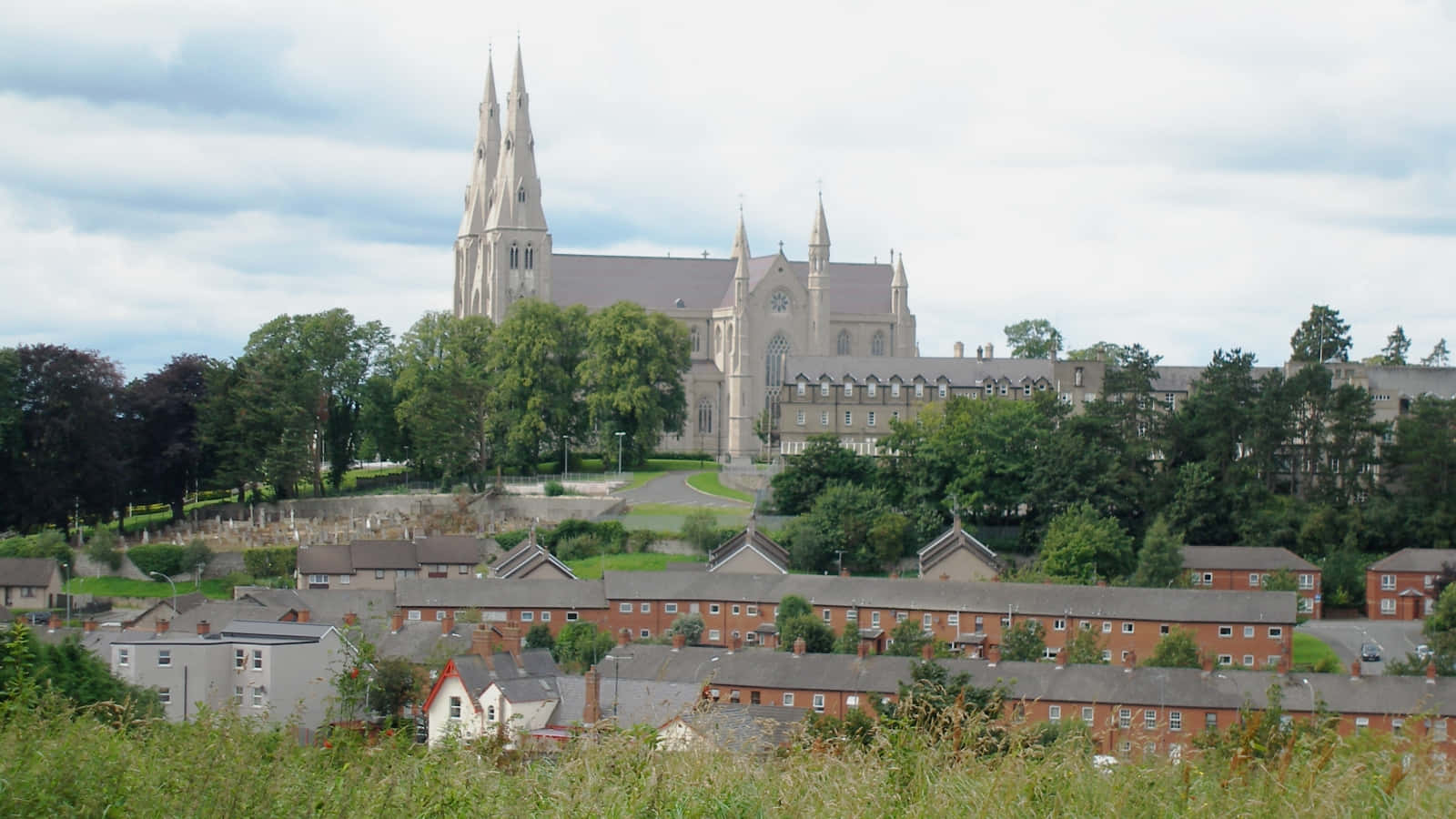 Armagh Cathedral Overlooking Town Wallpaper