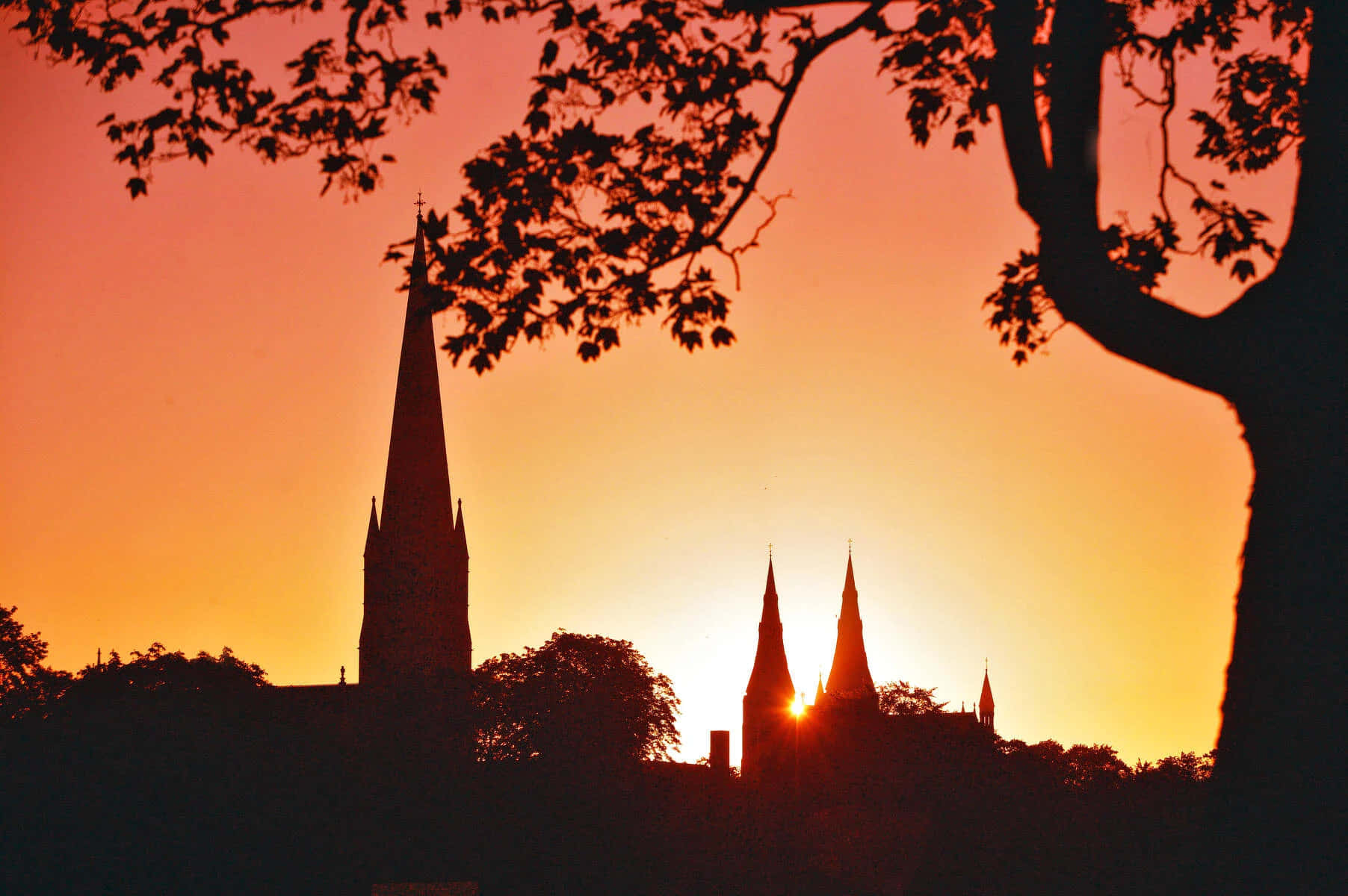 Armagh Cathedral Silhouette Sunset Wallpaper