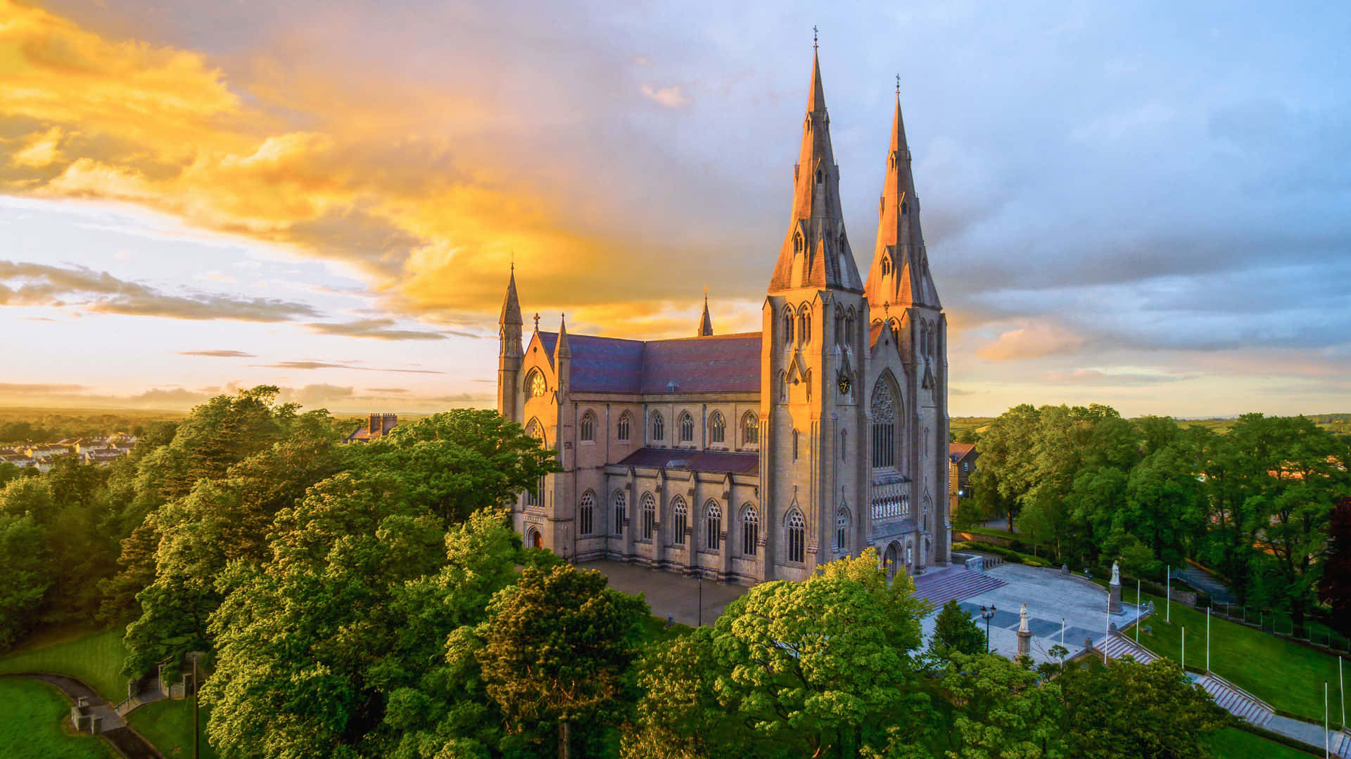 Armagh Cathedral Sunset Wallpaper
