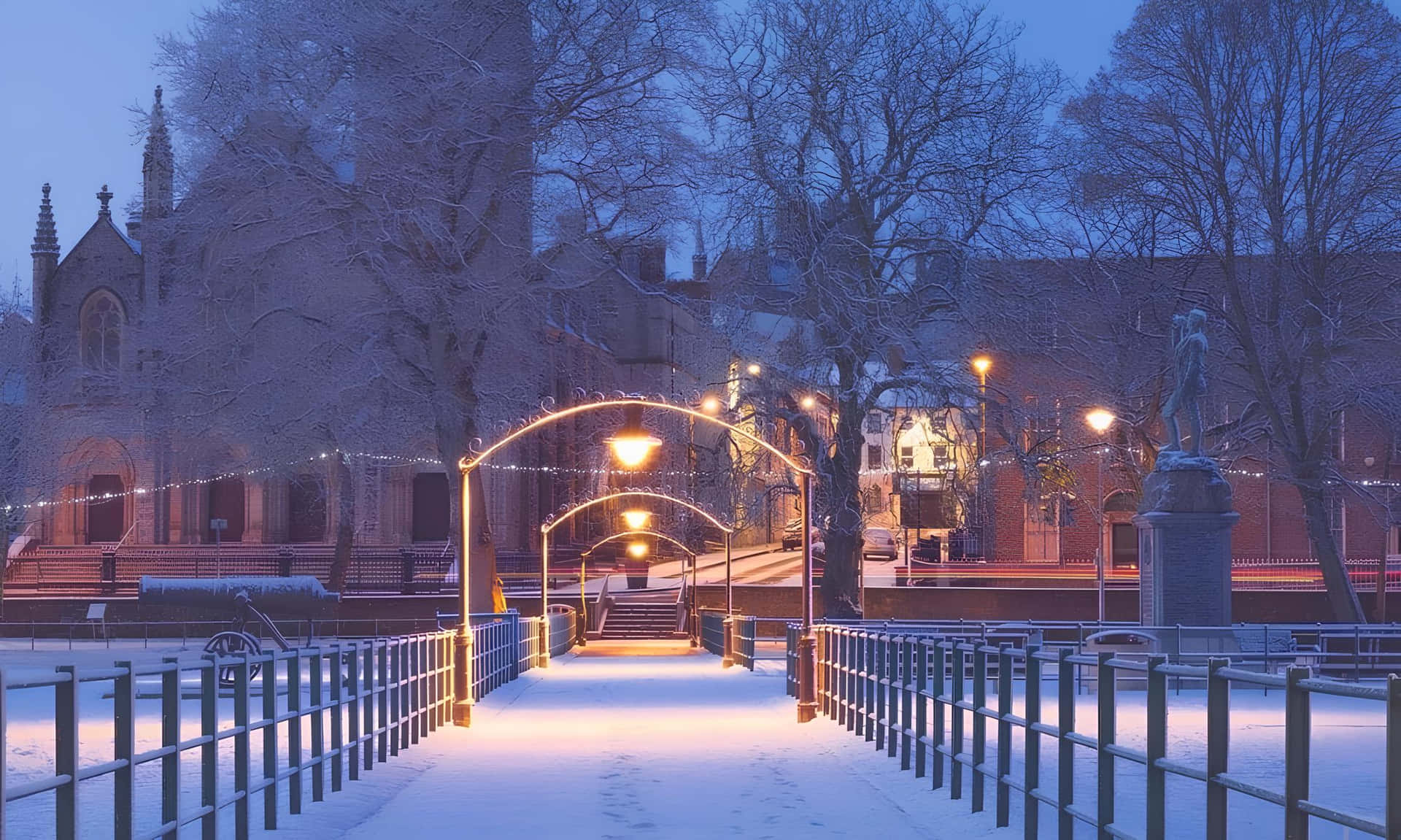 Armagh Winter Evening Lights Wallpaper