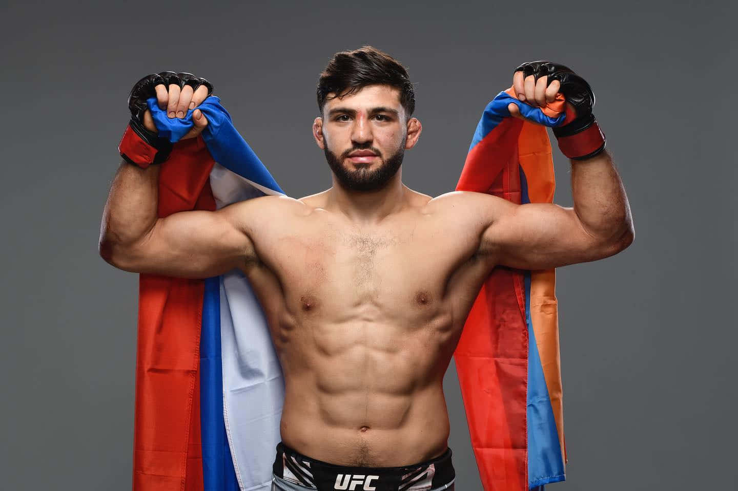 Arman Tsarukyan Muscle Pose With Flag Wallpaper