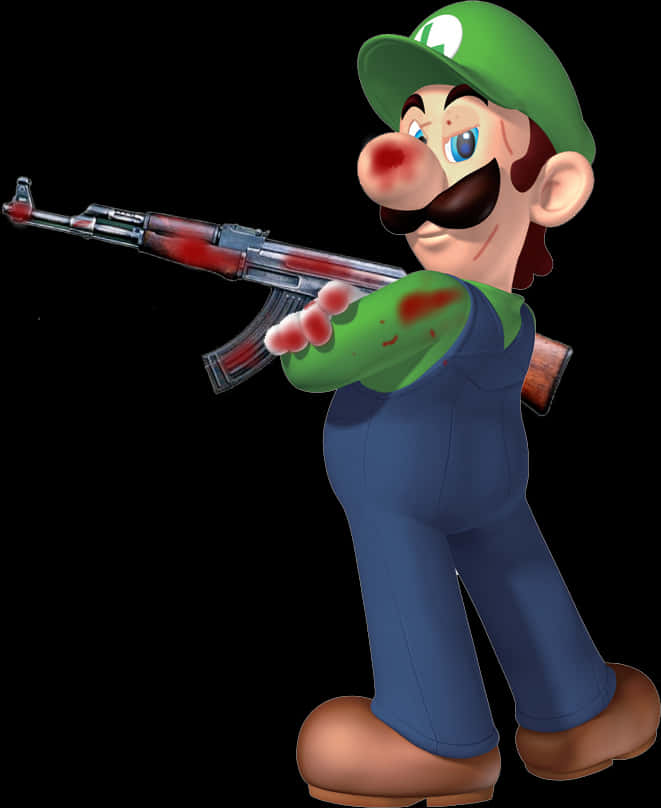 Luigi With A K47 Edit PNG
