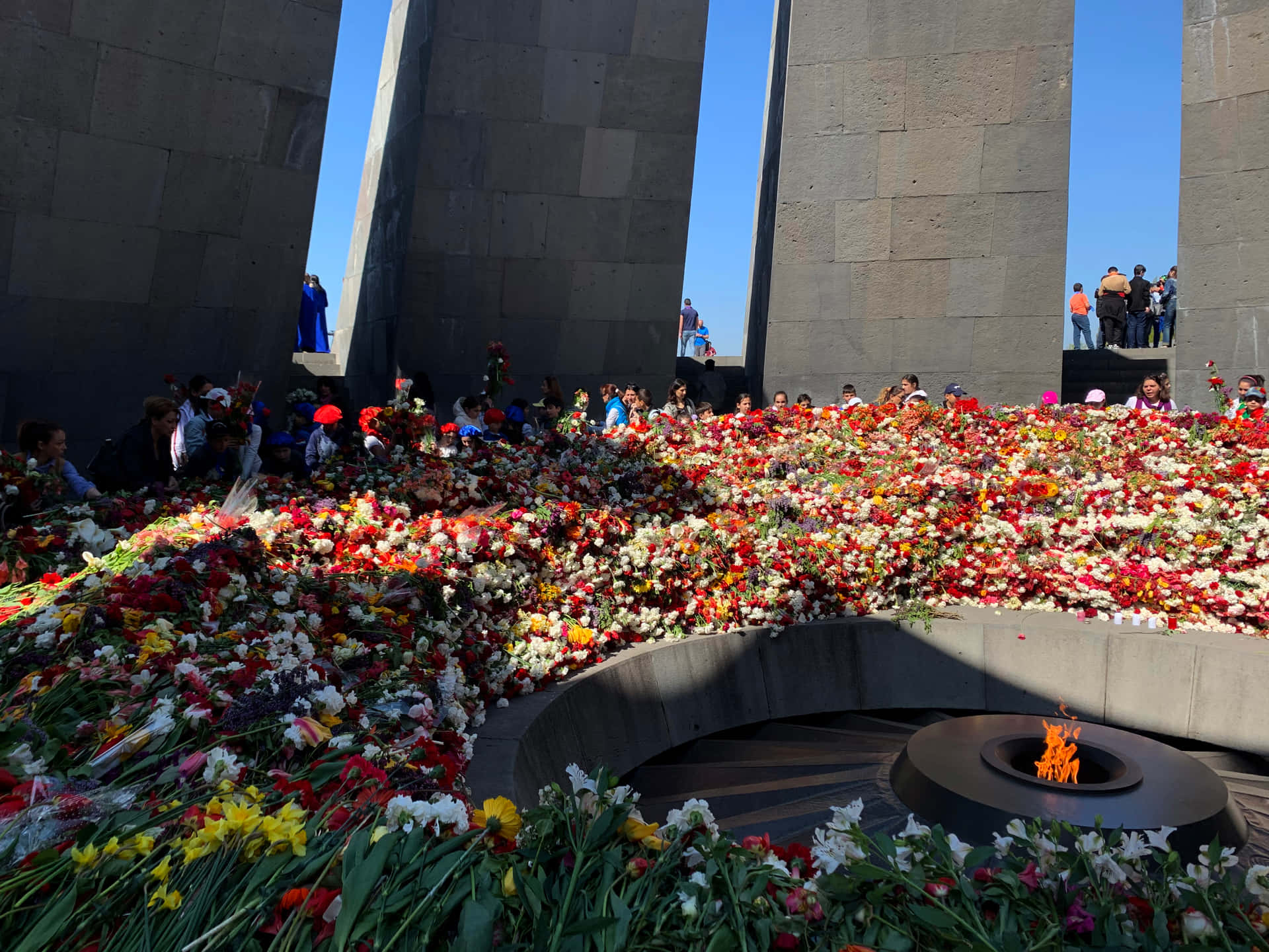 Armenian Genocide Memorial Flower Offerings Wallpaper